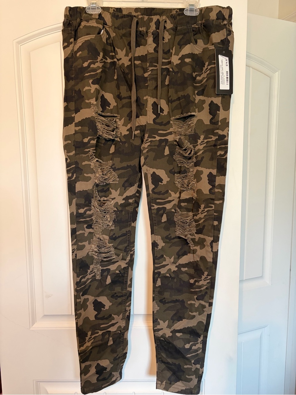 American Bazi Camouflage Distressed Ankle Jeans - Olive Brown